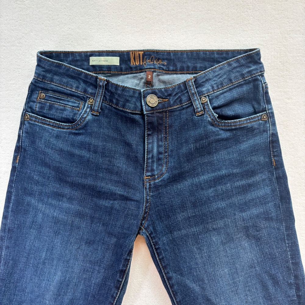 Kut from the Kloth Katy Boyfriend Women Size 2 Dark Blue Jeans Excellent Stretch - Picture 2 of 10